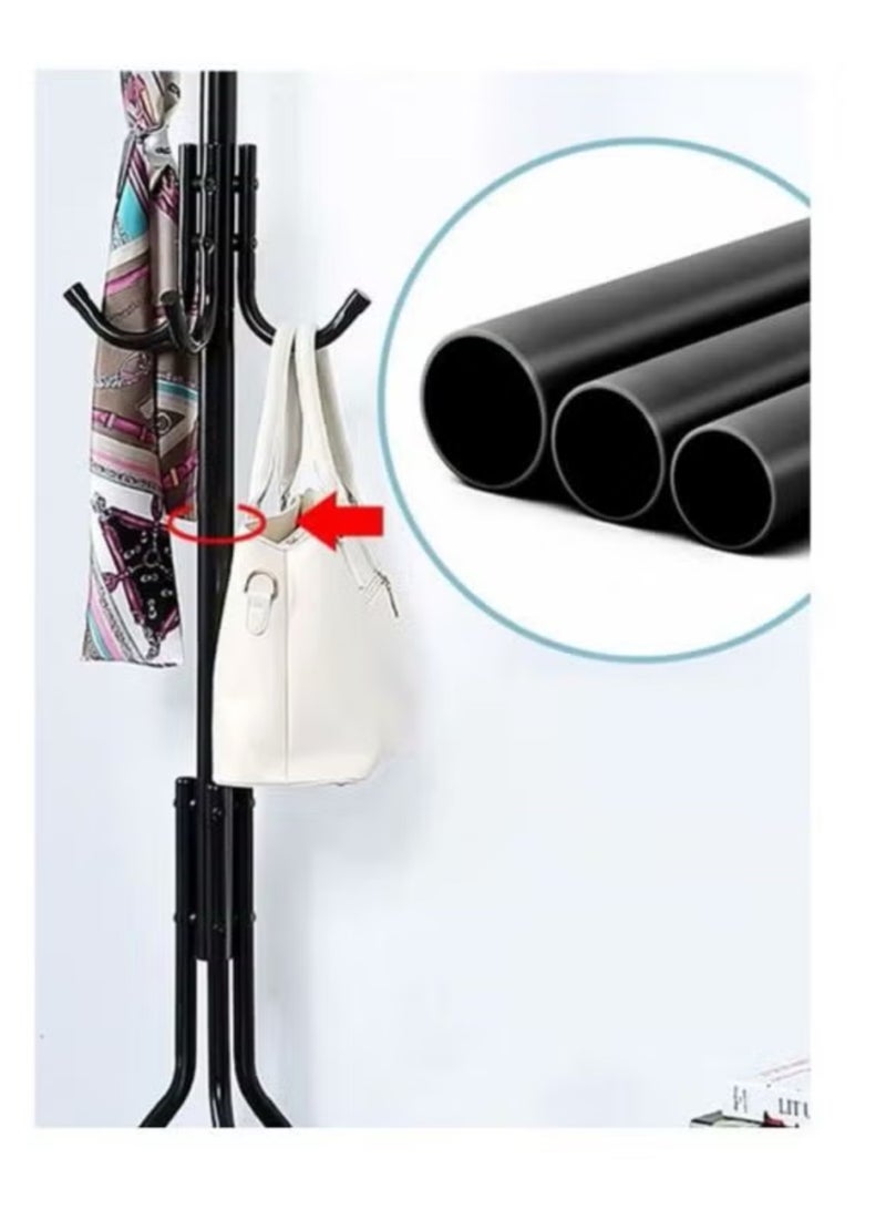 Falpro Standing Metal Coat Rack with Multi Hooks | Heavy Duty Clothes & Jacket Hanger Stand | Entryway Coat Stand Organizer for Bags, Hats & Scarves | Space Saving Clothes Rack | Black 172x43cm - Image 4