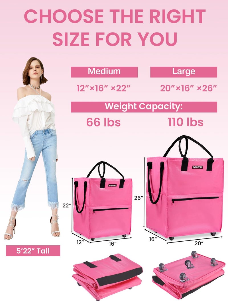 WORKPRO Large Rolling Grocery Bag, 36-Gallon Tote with 5 Wheels, 110 lbs Capacity, Dual Carry, Wide Zipper & Extra Storage for Shopping, Laundry & Moving - Image 2