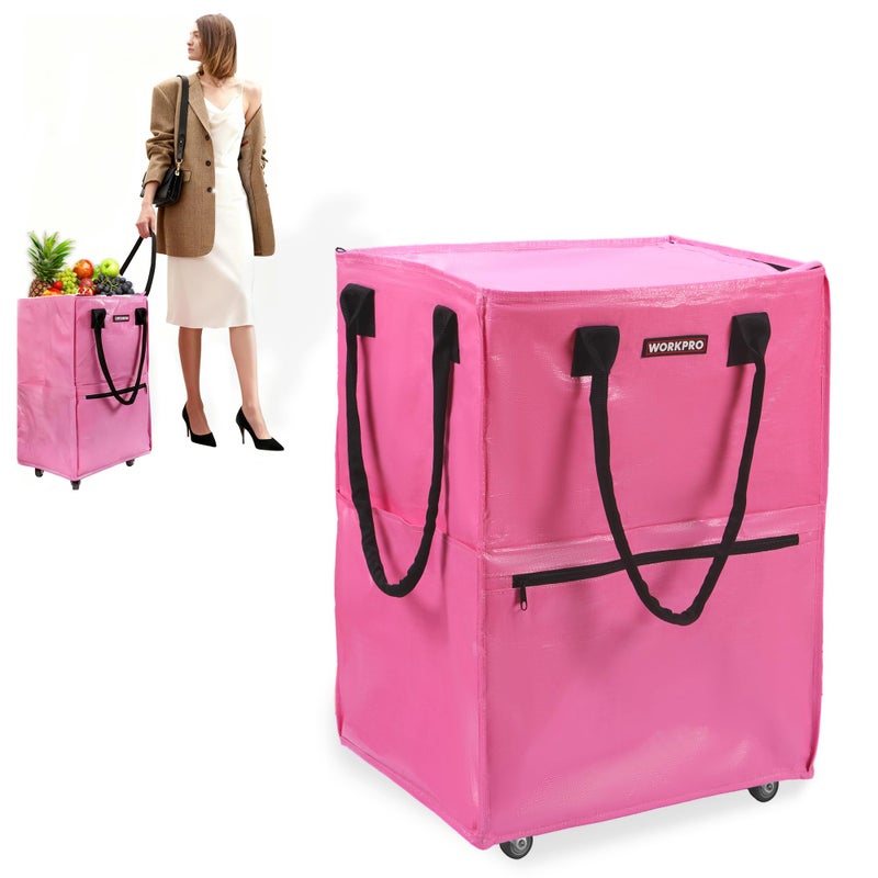 WORKPRO Large Rolling Grocery Bag, 36-Gallon Tote with 5 Wheels, 110 lbs Capacity, Dual Carry, Wide Zipper & Extra Storage for Shopping, Laundry & Moving - Image 1