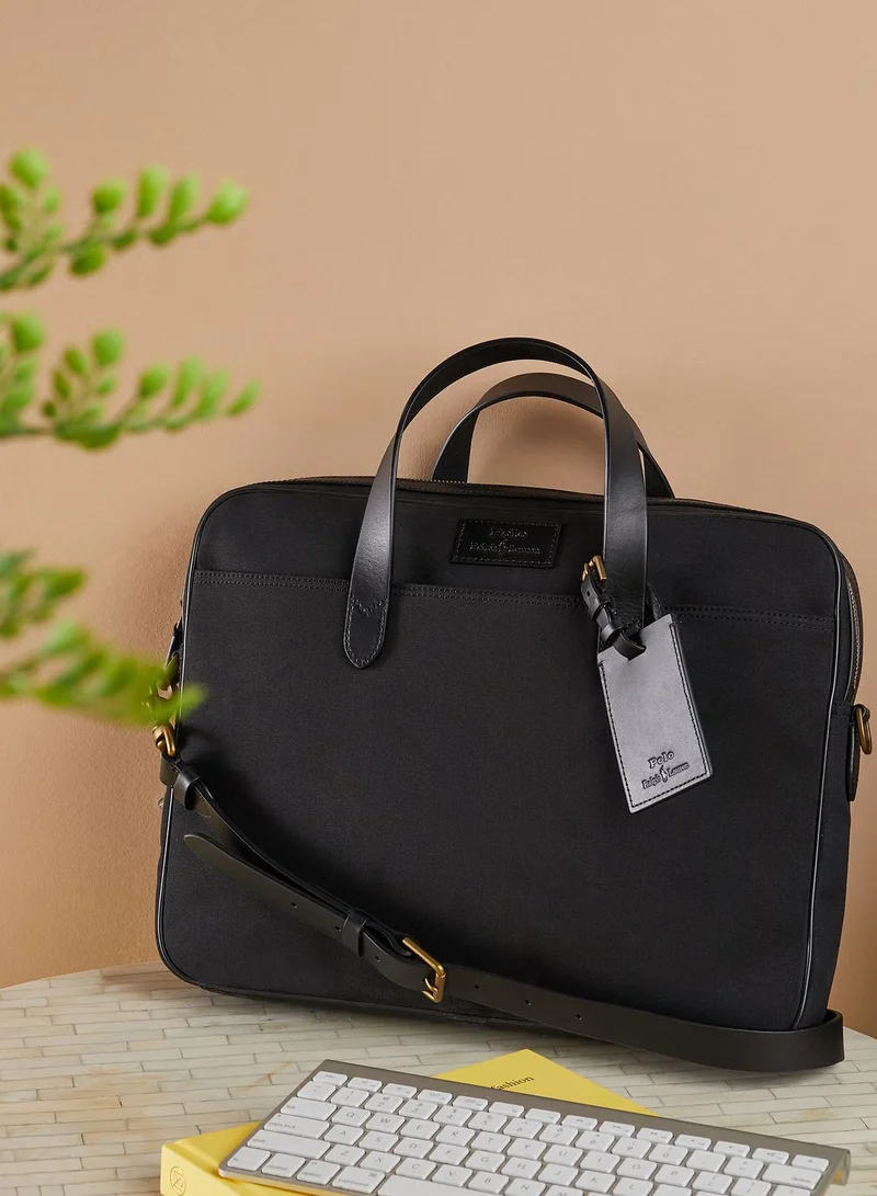 POLO RALPH LAUREN Leather-Trim Canvas Briefcase