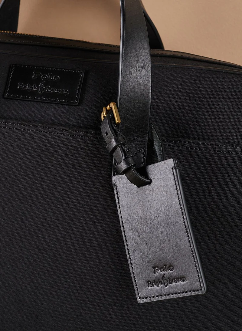 POLO RALPH LAUREN Leather-Trim Canvas Briefcase