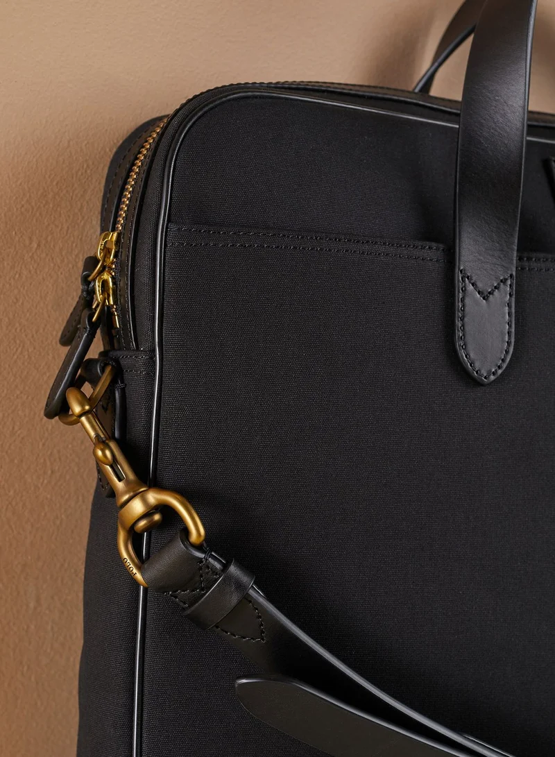 POLO RALPH LAUREN Leather-Trim Canvas Briefcase