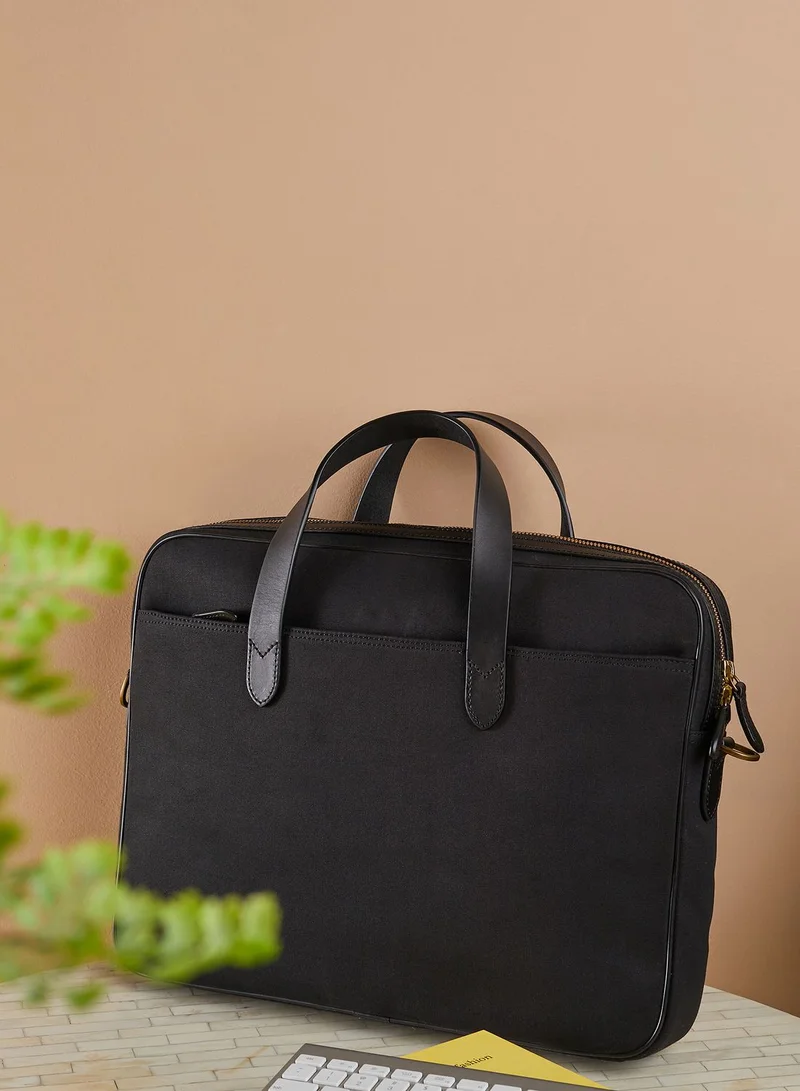 POLO RALPH LAUREN Leather-Trim Canvas Briefcase