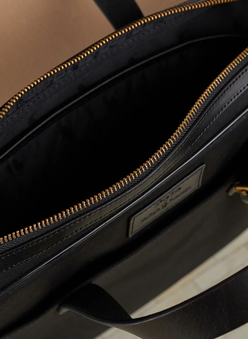 POLO RALPH LAUREN Leather-Trim Canvas Briefcase