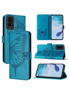 For TCL 50 LE 5G Embossed Butterfly Leather Phone Case(Blue)