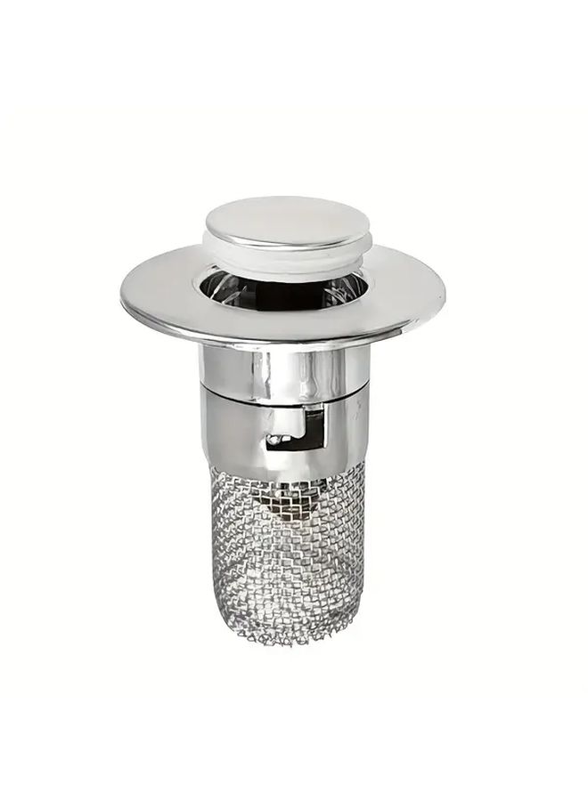 Silver Expandable Sink Drain Stopper With Fine 304 Stainless Steel Mesh, 1.34 To 1.57 Inch Strainer Basket For Bathroom And Kitchen Sink Clog Prevention, Durable No Tools Needed Mesh Design - Image 2
