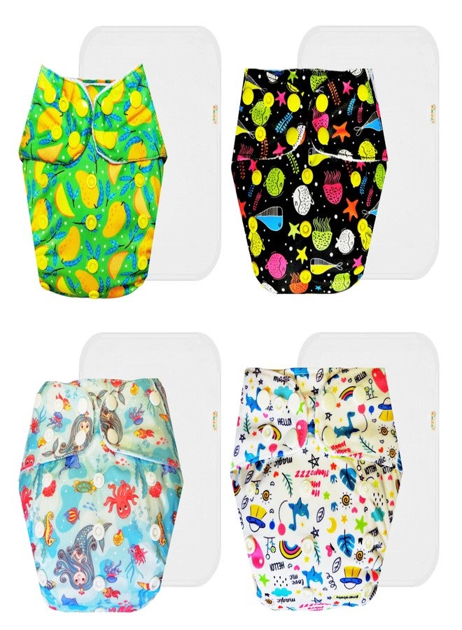 Dumbledo Premium Cloth Diaper with Cotton Insert (Pack of 4) | Hypoallergenic | Leakproof | Travel Friendly | Trusted by Moms | 3 Months - 3 Years | Unisex Baby - Image 1