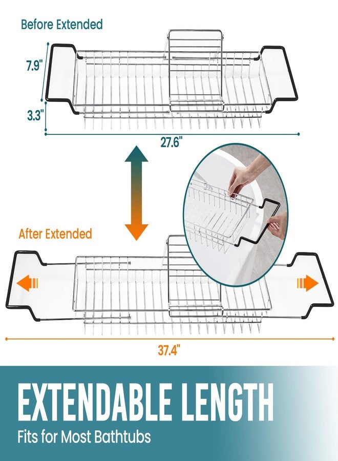TAILI Bathtub Tray Table for Luxury Bath, Expandable Extra Wide Bthtub Caddy with Reading Holder, 304 Stainless Steel Over The Tub Bath Tray for Bathroom Accessories - Image 2