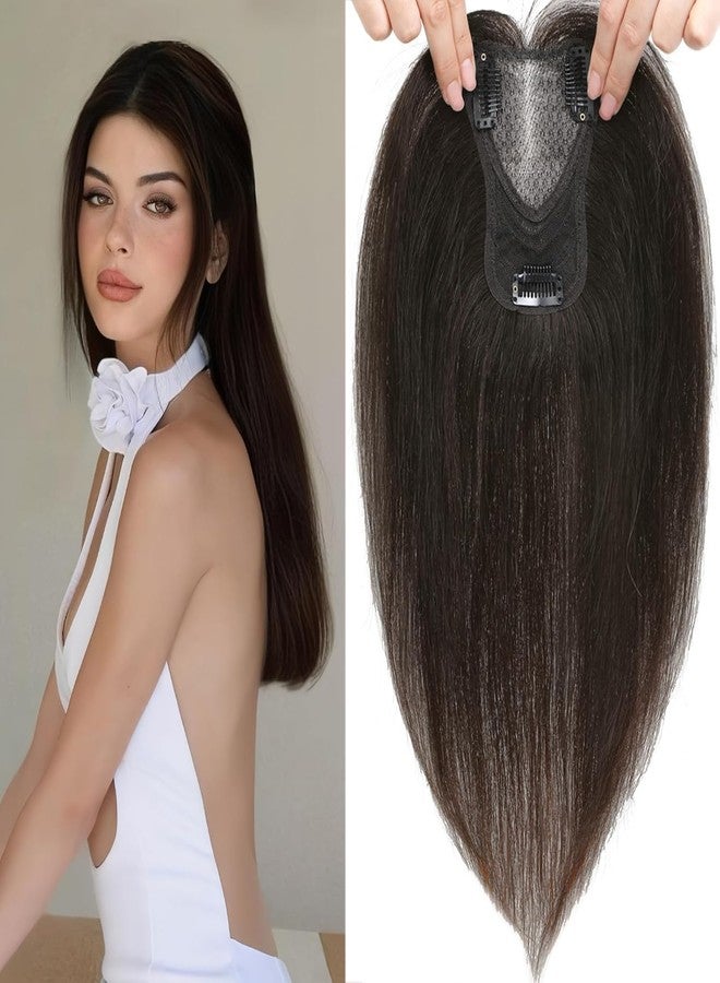 ASSU 12-Inch Real Hair Topper for Women | 360° Lace Base, No Bangs | Dark Brown Topper for Thinning Hair | Upgrade Lace Base for Natural Crown Coverage - Image 1