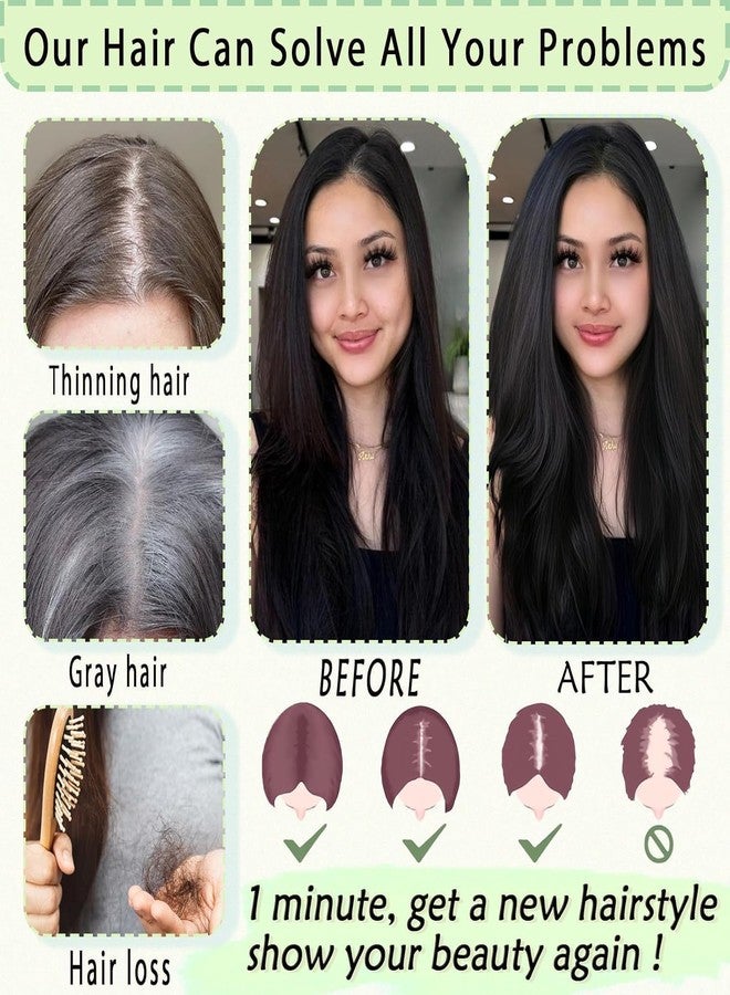 ASSU 12-Inch Real Hair Topper for Women | 360° Lace Base, No Bangs | Dark Brown Topper for Thinning Hair | Upgrade Lace Base for Natural Crown Coverage - Image 3