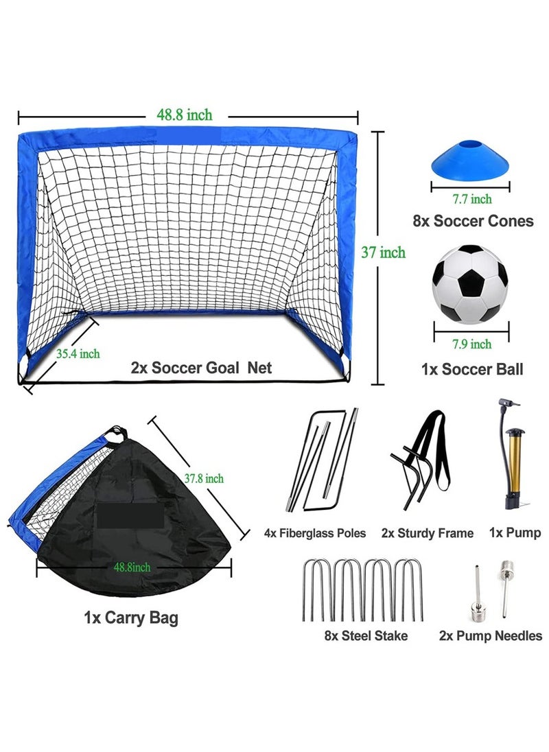 Generic - Kids Soccer Goals for Backyard, Portable Soccer Net Set of 2, 4' x 3' Indoor Pop Up Toddler Soccer Goal, Soccer Training Equipment for Kids and Youth, with 8 Training Cones, Carry Bag and Soccer Ball - Image 1