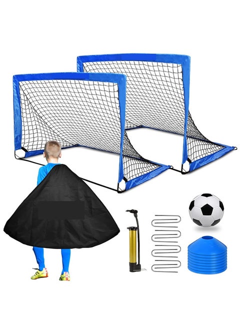 Kids Soccer Goals for Backyard, Portable Soccer Net Set of 2, 4' x 3' Indoor Pop Up Toddler Soccer Goal, Soccer Training Equipment for Kids and Youth, with 8 Training Cones, Carry Bag and Soccer Ball