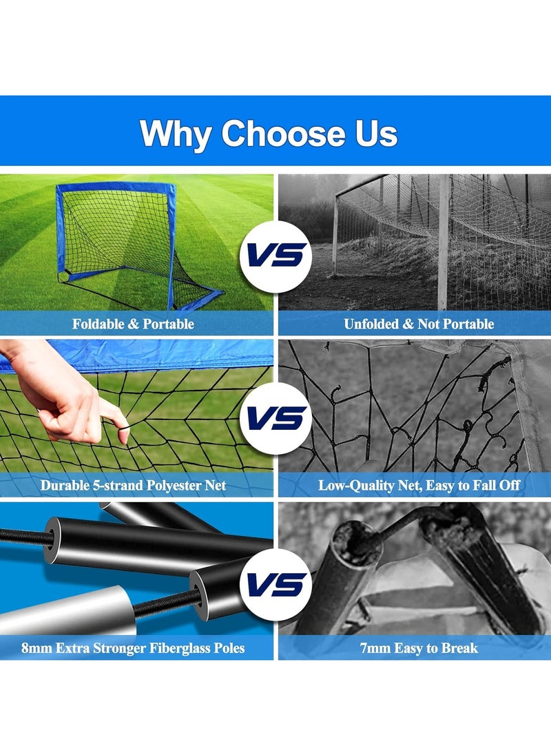 Generic - Kids Soccer Goals for Backyard, Portable Soccer Net Set of 2, 4' x 3' Indoor Pop Up Toddler Soccer Goal, Soccer Training Equipment for Kids and Youth, with 8 Training Cones, Carry Bag and Soccer Ball - Image 1