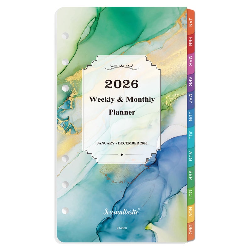 Journaltastic 2026 Planner Refills - Planner Refills 2026, January 2026 - December 2026, A6 Planner Inserts, 2026 Weekly and Monthly Planners, 3.75" x 6.75", A6 Planners Refill, 6-Hole Punched - Image 1