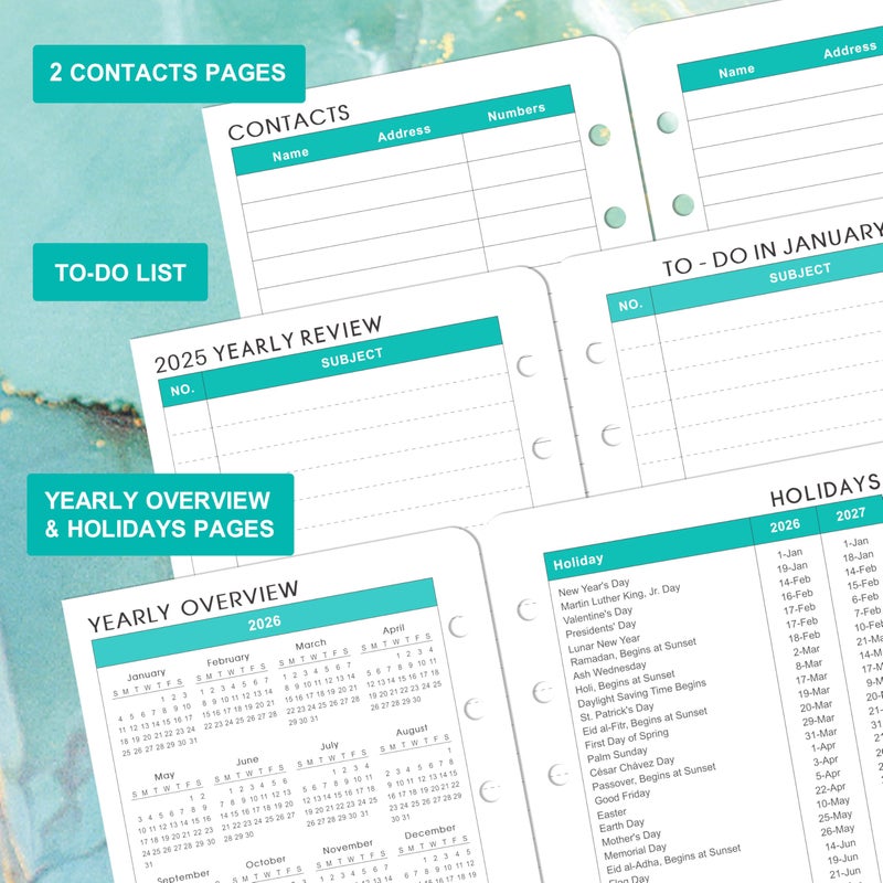 Journaltastic 2026 Planner Refills - Planner Refills 2026, January 2026 - December 2026, A6 Planner Inserts, 2026 Weekly and Monthly Planners, 3.75" x 6.75", A6 Planners Refill, 6-Hole Punched - Image 5