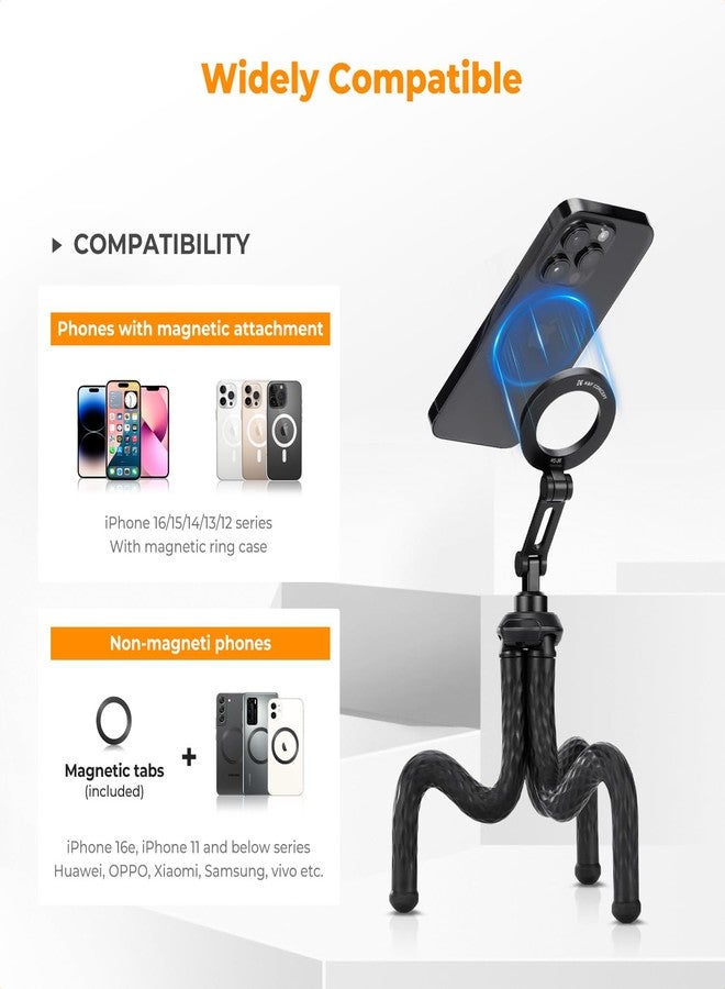 K&F Concept Flexible Tripod, Magnetic Flexible Phone Stand with Wireless Remote, Mini Vlogging Tripod, Compatible with iPhone 17 Pro Max/16/15/14/13/12 All Phones and Actions Camera. - Image 3