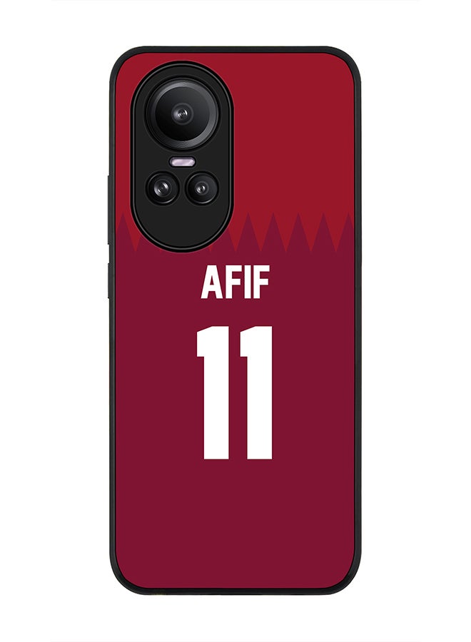 Stylizedd Rugged Black Edge case for Oppo Reno10 / Oppo Reno10 Pro, Custom Slim fit Thin Phone Case Cover - Football Team - Qatar, Player Name - Afif - Image 1
