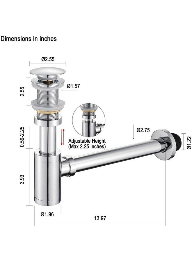 JAGGER جاغر JAG201 مصيدة زجاجية من الفولاذ المقاوم للصدأ لحوض الغسيل وحوض المطبخ مع أنبوب بطول 300 مم (تشطيب - كروم) (مصيدة زجاجية مع وصلة 4 بوصات) - Image 4