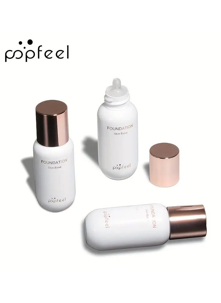popfeel POPFEEL Flawless Finish Foundation - Lightweight, Long-Lasting Concealer for All Skin Tones, Natural Look, Non-Fading Liquid Foundation in Light Brown Shade, Creamy Texture, Full Coverage & Oil Control  - Image 3