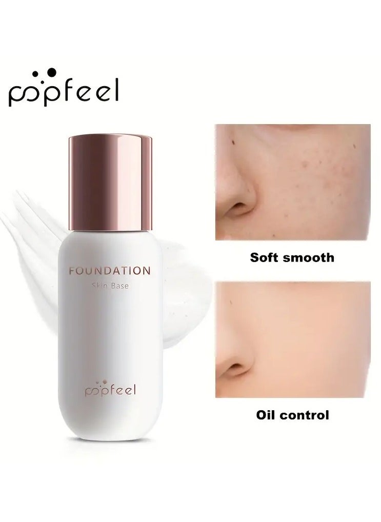 popfeel POPFEEL Flawless Finish Foundation - Lightweight, Long-Lasting Concealer for All Skin Tones, Natural Look, Non-Fading Liquid Foundation in Light Brown Shade, Creamy Texture, Full Coverage & Oil Control  - Image 2