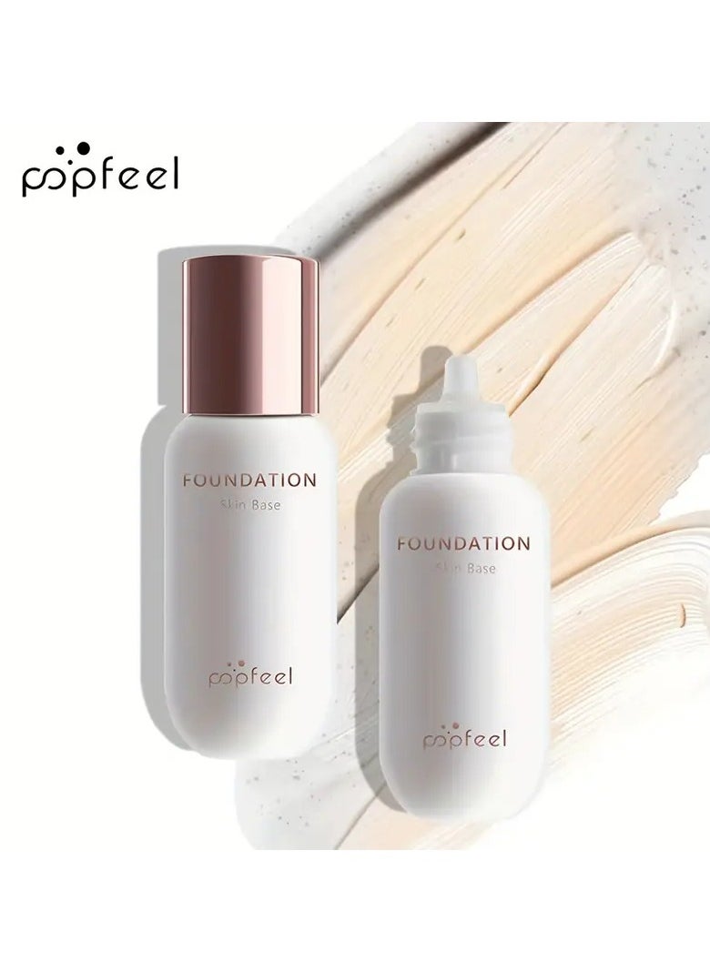 popfeel POPFEEL Flawless Finish Foundation - Lightweight, Long-Lasting Concealer for All Skin Tones, Natural Look, Non-Fading Liquid Foundation in Light Brown Shade, Creamy Texture, Full Coverage & Oil Control  - Image 4