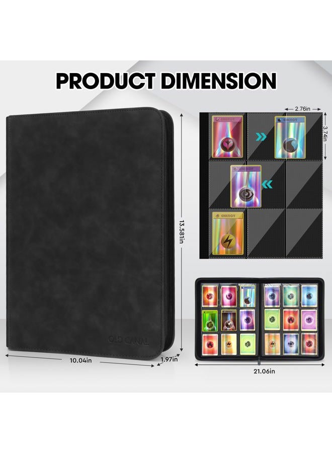 Old Canal Trading Card Album, Card Scrapbook with 9 Compartments for up to 540 Cards, Portable Zip Binder, Card Binder for MTG, TCG, Baseball Cards, Football Cards, Playing Cards (Black) - Image 2