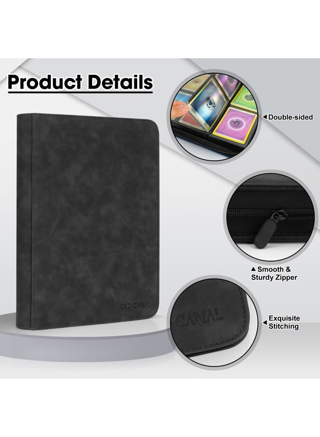 Old Canal Trading Card Album, Card Scrapbook with 9 Compartments for up to 540 Cards, Portable Zip Binder, Card Binder for MTG, TCG, Baseball Cards, Football Cards, Playing Cards (Black) - Image 3