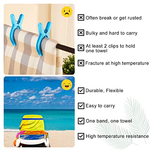 Matenf 4 Pack Towel Bands, Towel Bands for Beach Chair, Rubber Towel Clips for Pool Chair, Must Haves Beach & Cruise Accessories, Towel Holder for Cruise Chairs, Perfect Alternatives for Towel Clips - Image 5