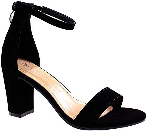 Top Moda Over the Toe Strap Ankle Wrap Strap Heel Open Toe Medium Heel, Black, 9 - Image 5