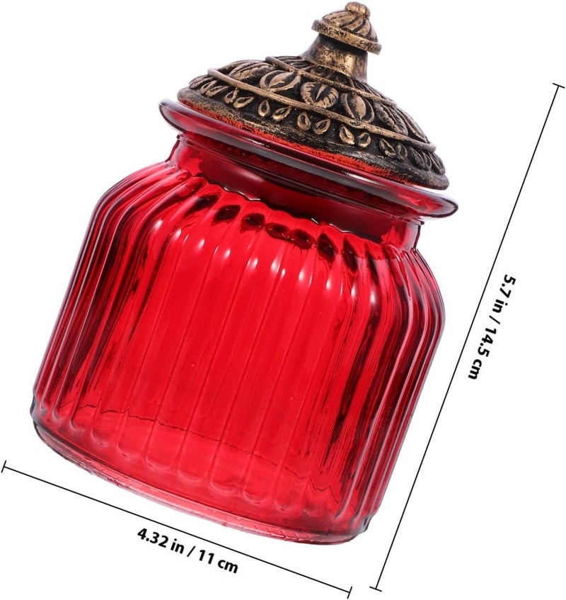 Unomor Red Sealing Glass Jar with Resin Lid, 11cm Diameter X 14.5cm Height Airtight Food Storage Container for Kitchen and Home Use - Image 2