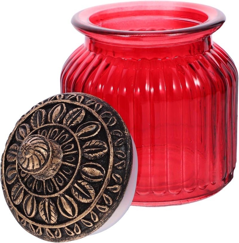 Unomor Red Sealing Glass Jar with Resin Lid, 11cm Diameter X 14.5cm Height Airtight Food Storage Container for Kitchen and Home Use - Image 1