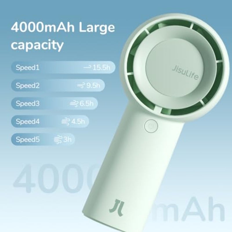 Portable Handheld Turbo Fan [16H Max Cooling Time], USB Rechargeable Personal Battery Operated Lash Small Pocket Fan with 5 Speeds for Travel/Outdoor/Vacation/Concerts - Image 3