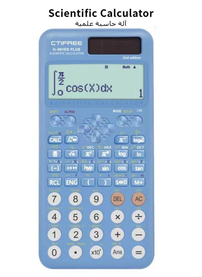 CTIFREE CTIFREE Blue Scientific Calculator (Fx991 Es Plus 2nd Gen) - 417 Functions Solar/Battery Dual Power For Students, School & College Natural Display Blue  - Image 1