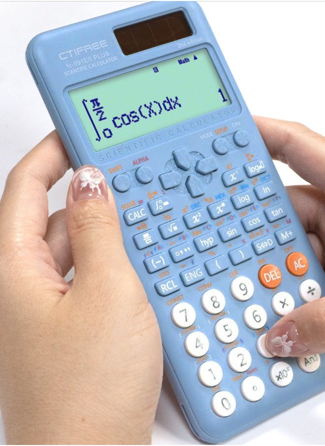 CTIFREE CTIFREE Blue Scientific Calculator (Fx991 Es Plus 2nd Gen) - 417 Functions Solar/Battery Dual Power For Students, School & College Natural Display Blue  - Image 4