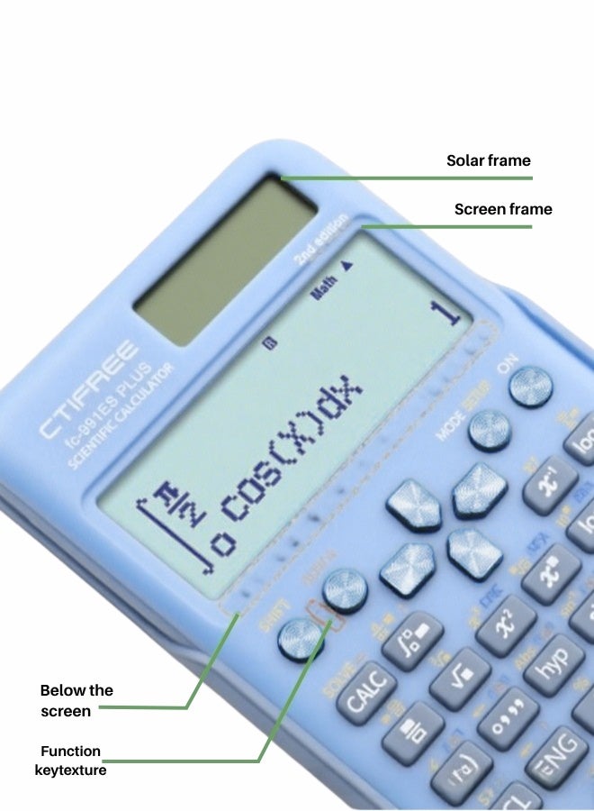 CTIFREE CTIFREE Blue Scientific Calculator (Fx991 Es Plus 2nd Gen) - 417 Functions Solar/Battery Dual Power For Students, School & College Natural Display Blue - Image 3