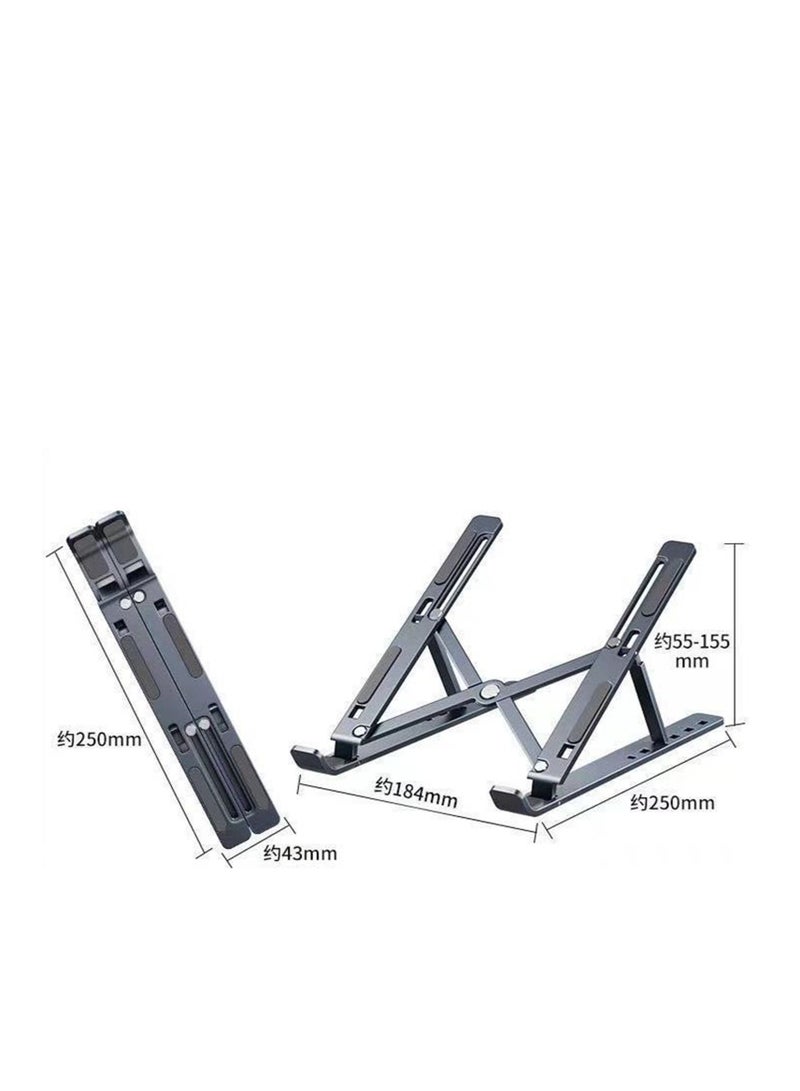 7-Level Adjustable Aluminum Alloy Foldable Laptop Stand Silver