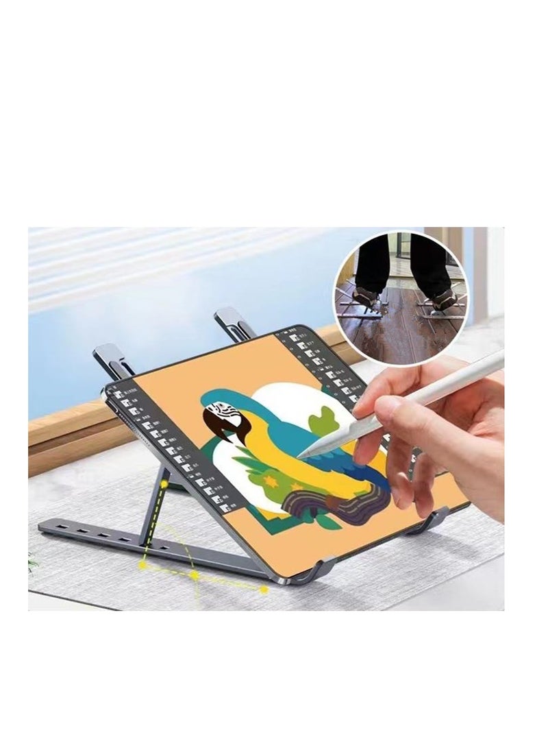 7-Level Adjustable Aluminum Alloy Foldable Laptop Stand Silver