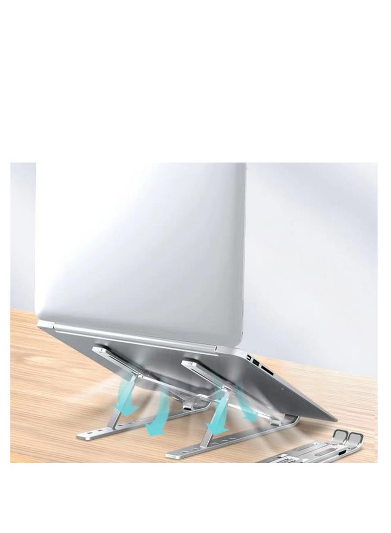 7-Level Adjustable Aluminum Alloy Foldable Laptop Stand Silver