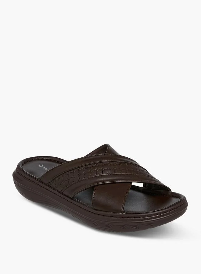 Le Confort Logo Embossed Cross Strap Slip-On Sandals