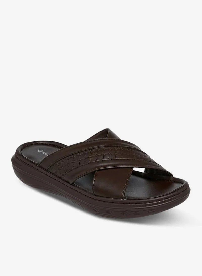 Le Confort Logo Embossed Cross Strap Slip-On Sandals