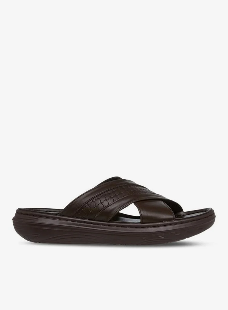 Le Confort Logo Embossed Cross Strap Slip-On Sandals
