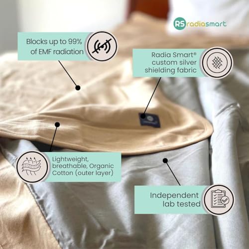 Radia Smart® EMF Radiation Protection Bed Blanket - Mega Large, Faraday Blanket, Organic Cotton, EMF Shielding 70" x 98" - Image 4