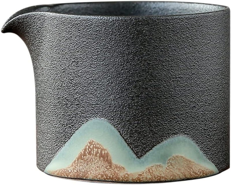 cheekyglo Ceramic Kung Fu Tea Cup Chinese Gongfu Tea Cup Japanese Milk Pitcher Cha Hai Tea Cups Tea Pitcher Gong Dao Bei Cup for Home Kitchen Black - Image 1
