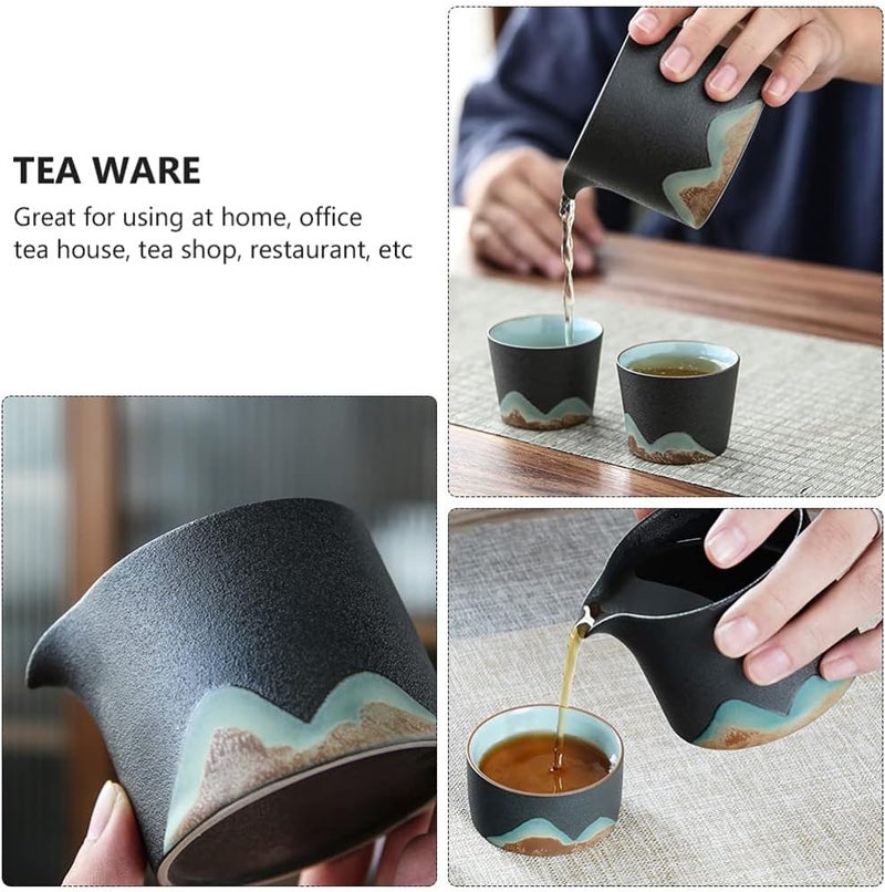 cheekyglo Ceramic Kung Fu Tea Cup Chinese Gongfu Tea Cup Japanese Milk Pitcher Cha Hai Tea Cups Tea Pitcher Gong Dao Bei Cup for Home Kitchen Black - Image 3