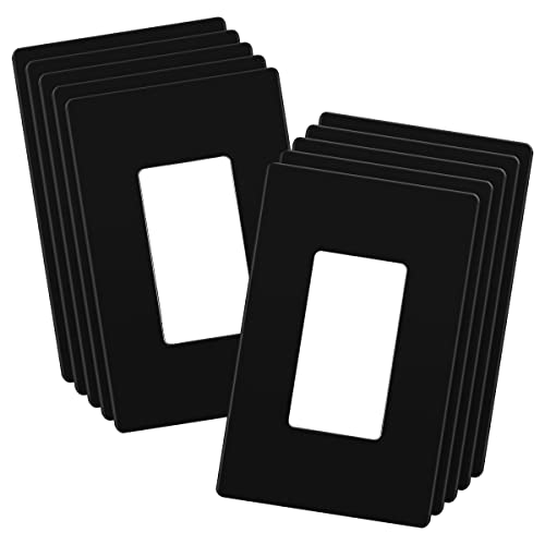 LIDER Matte Finish Decorator Switch Cover, Screwless Wall Plate, Mid-Size 1-Gang 4.88" x 3.11", Unbreakable Polycarbonate Thermoplastic, UL Listed, LSWP-31M-BK10P, Black, 10 pack - Image 1