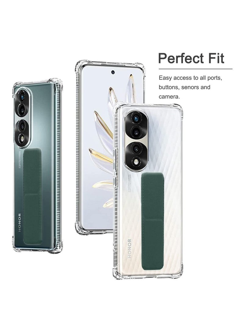 دبليو تيك غطاء وسادة هوائية بمقبض يدوي من مادة TPU لهاتف Honor 70 5G 2022 شفاف/أخضر داكن - Image 3