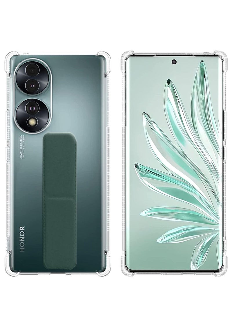 دبليو تيك غطاء وسادة هوائية بمقبض يدوي من مادة TPU لهاتف Honor 70 5G 2022 شفاف/أخضر داكن - Image 5
