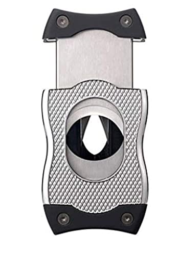 Colibri Premium SV-Cut 2 in 1 Cigar Cutter - Ergonomic Stainless Steel V-Cut and Straight Cut Style Spring-Loaded Blade, Ideal for up to 60+ Ring Gauge - Gift for Cigar Enthusiasts (Black) - Image 3