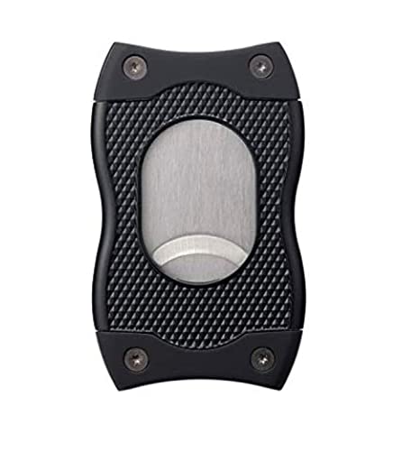Colibri Premium SV-Cut 2 in 1 Cigar Cutter - Ergonomic Stainless Steel V-Cut and Straight Cut Style Spring-Loaded Blade, Ideal for up to 60+ Ring Gauge - Gift for Cigar Enthusiasts (Black) - Image 2