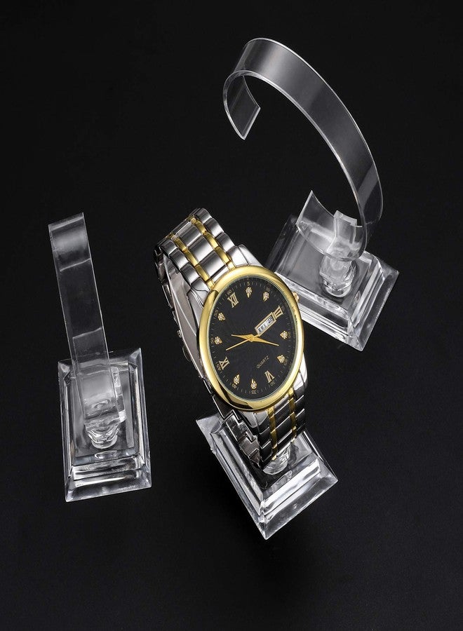 HexinYigjly 10 Pcs Watch Display Stand Holder, 4 inch/3.5 inch Clear Plastic Watch Display Stand Rack, Round Transparent Bracelet Stand Holder - Image 5